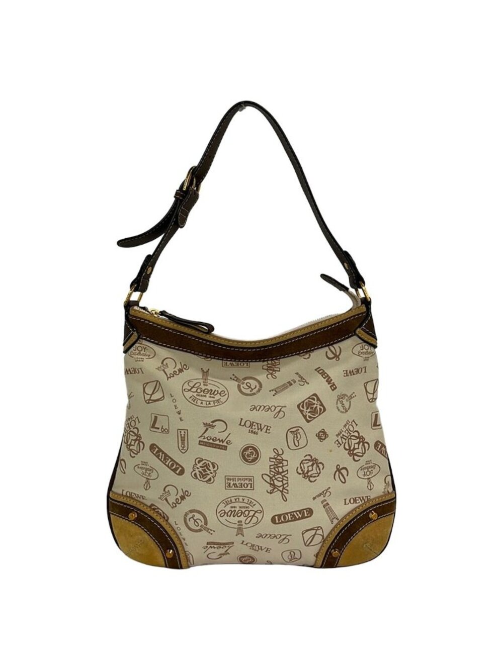 Loewe Shoulder Bag Ivory Dark Brown Light Leather